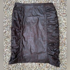 Stiletto vintage faux leather ruched pencil skirt - size 4
